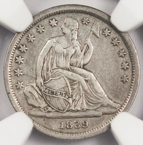1839 Seated Liberty Dime 10 Cent Silver Coin NGC XF40 Nice Original Cover