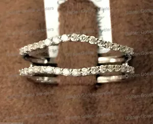 Size 5.25 Enhancer Insert Diamonds Ring Guard Wrap 14k White Gold Wedding Band - Picture 1 of 12