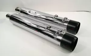 Harley Davidson 2017-2023 Slip On Mufflers Chrome Black Tips CVO M8 Touring OEM - Picture 1 of 16