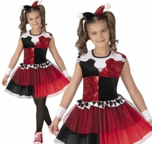 Girls HARLEY QUINN SEQUIN Fancy Dress Suicide Squad Costume Kids Book Week 5-7yr - Picture 1 of 1