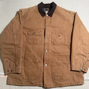 Carhartt Chore Jacket Blanket Lined Duck Brown Corduroy Collar XL C02 BRN - Bild 1 von 12