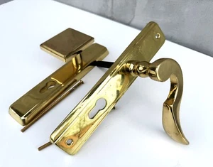 Polished Brass Door Handle Set, Classic Lever & Knob Combo, Entryway Hardware - Picture 1 of 13