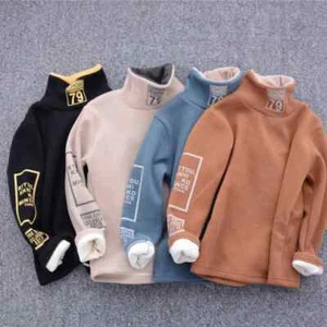 Neu Jungen Pullover weich Rollkragen Kinder Winter warm Pulli Tops Buchstaben Druck - Bild 1 von 25