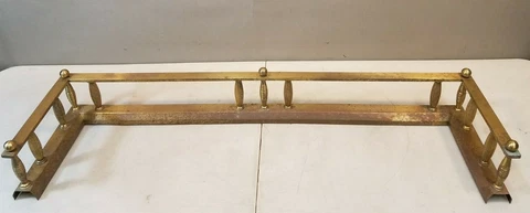 Antique 45" Brass Victorian Fireplace Fender Hearth Guard Surround, 1888 Patent Cover