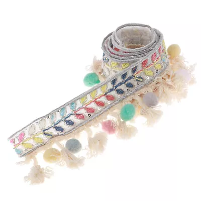 Ethnischer Stil Fransen Quasten Band bunt Bommel Pompomborte Bommelborte Rips - Bild 1 von 4