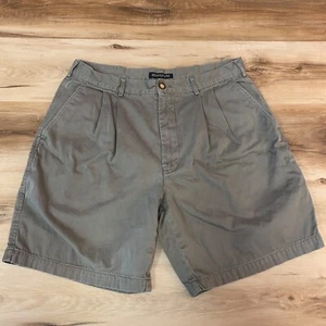 Vintage Struktur Shorts Herren 36 olivgrün Chino plissiert 8" 90er 100 % Baumwolle - Bild 1 von 5