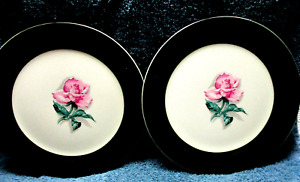 PLATES TAYLOR SMITH & TAYLOR 8522 & 3524 BREAD/BUTTER PLATE PINK ROSE GREEN TRIM
