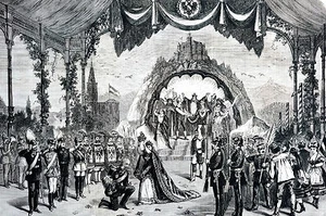 Baile de la Sociedad Liederkranz ACADEMIA DE MÚSICA Alemania BARBARROJA 1871 Estampado enmarañado - Imagen 1 de 9