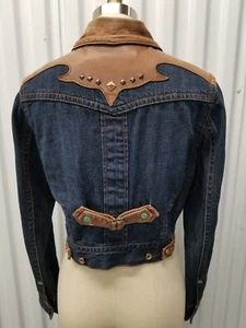 SEVEN 7 Giacca Denim con Bordo in Pelle Donna UNICA RARA - Foto 1 di 11
