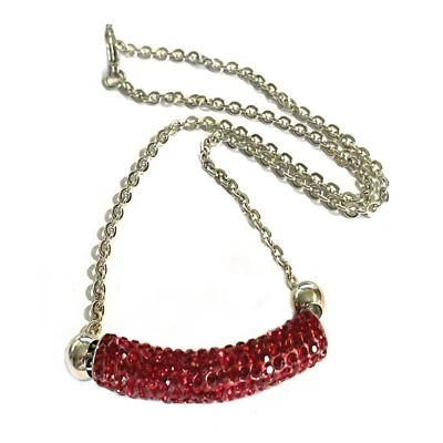 Collana da donna in acciaio inox con ciondolo Swarovski di zirconi rosso rubino - Immagine 1 di 4