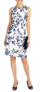 Phase Eight Lola Lace Floral Print Dress White/Blue UK 12 JS191 JJ 15 - Picture 1 of 4