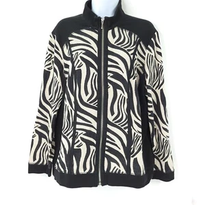 Chicos Zenergy Damenjacke mit durchgehendem Reißverschluss Tier Zebra Druck Netz Größe L schwarz weiß - Bild 1 von 11
