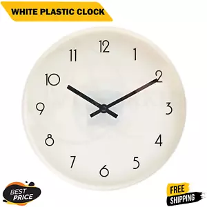 Wall Clock Quartz Round Wall Clock Silent Non-Ticking Battery Operated White AU - Picture 1 of 4