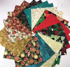 26 Weihnachten vorgeschnitten 10" Quadrate Gold Metallic, Quilten Handwerk Baumwollstoff - Bild 1 von 4