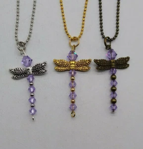 m/w Swarovski Crystal Violet Dragonfly Keychain/ Ornament; Handmade; June - Picture 1 of 2