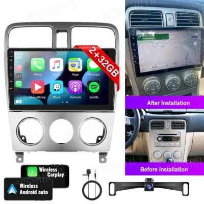Wireless CarPlay Android 13 Car Stereo Radio for Subaru Forester 2002-2007 +cam - Image 1 of 4