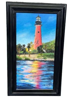 Jupiter Lighthouse By Vtynes Nephew of James Gibson Original Florida Highwaymen - Image 1 of 4