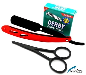 Rasiermesser + 100 DERBY Professional Rasierklingen Rasierer Rasur + Bartschere - Picture 1 of 12