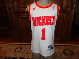 Vtg Hardwood Classics Adidas White Sewn Houston Rockets #1 McGrady Jersey Men 48 - Picture 1 of 9