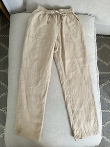 Forever New Casual Drawstring Tapered Leg Linen Pants Tan Beige SIZE 4 - Picture 1 of 3