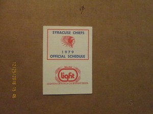 IL Syracuse Chiefs Vintage Circa 1979 Team Logo Baseball Pocket Schedule