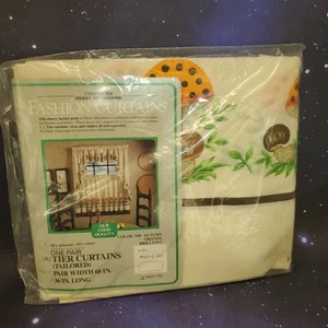 NOS SEALED Vintage Sears Chefmates Merry Mushrooms (A) Tier Curtains 68”Wx36”L - Picture 1 of 8