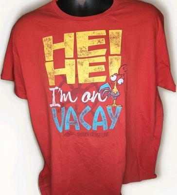 Официальная мужская футболка Disney Cruise Line Brand Red Hei Hei On Vacay размер 2XL - Изображение 1 из 3