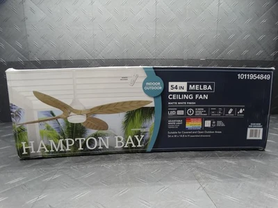 Hampton Bay Melba 54 in. Indoor/Outdoor Matte White Ceiling Fan 1011954849 - Image 1 of 4