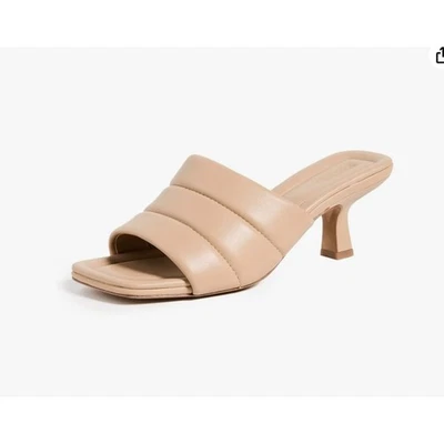 Sandalias Vince para mujer de techo de cuero acolchado con tacón talla 6M beige Foto 1 de 4
