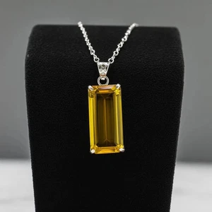 Ciondolo Topazio Taglio Smeraldo Brasiliano Naturale Certificato 95,70 Ct Pietra Preziosa Sciolta - Foto 1 di 6