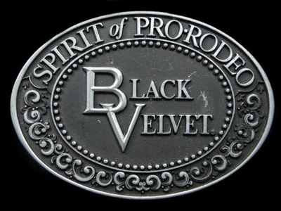 SB11149 VINTAGE 1979 **BLACK VELVET SPIRIT OF PRO-RODEO** WHISKY BELT BUCKLE - Image 1 of 2
