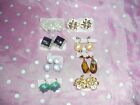 VTG,  Lot of 8, "SCREW BACK AND CLIP ON EARRINGS", Stones, Jewels, Pearl, Shell