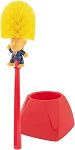 Bathroom Toilet Bowl Brush With Holder Donald Trump Cleaning Red Perfect White - Picture 1 of 3