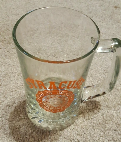 Syracuse Glass Mug Cup Beer Stein Orange Men NCAA 22 oz HEAVY Glass Cover