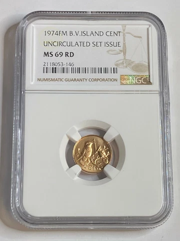 1974 FM BRITISH VIRGIN ISLAND 1 CENT UNC SET NGC MS 69 RD ONLY 1 GRADED HIGHER Cover