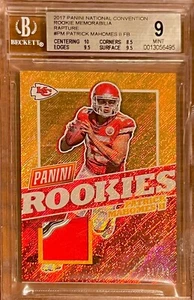 /49 BGS 9 RC Patrick Mahomes 2017 National Rookie Patch Logo Rapture Holo POP 2 - Picture 1 of 4