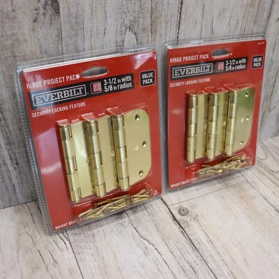 6 piezas - Everbilt 3-1/2 pulgadas Bisagra de puerta de seguridad 5/8 pulgadas Radio, acabado latón brillante Foto 1 de 4