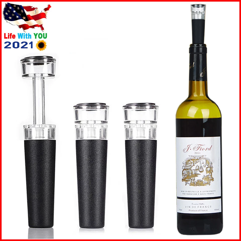 2x Ahorrador Botella Conservador Bomba de Aire Tapón Sellador Enchufe Herramientas Vino Tapón de Vacío Foto 1 de 4