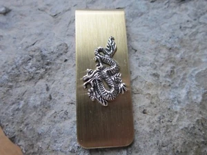 DRAGON GOLD PLATED BRASS MONEY CLIP - FATHER'S DAY - UNIQUE - Christmas - Picture 1 of 2