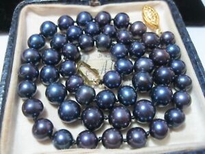 Real BAROQUE Black FRESH WATER Cultured PEARL NECKLACE Natural Lustre Beads
