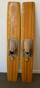Vintage Wooden Trick WATER SKIS 123cm or 48" Retro 1960s - Picture 1 of 4