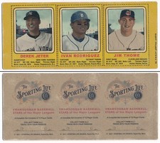 Sporting Life TRANSOGRAM 3 card strip #19 Derek Jeter-Ivan Rodriguez-Jim Thome