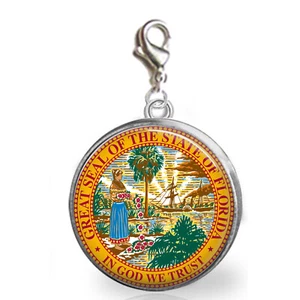 Florida Seal of State FL Clip On Charm for Bracelet Zipper Pull Purse Charm - Picture 1 of 1
