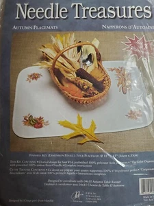 Needle Treasures-Autumn Placemats 04616 kit-Fall themed kitchen dining decor NEW - Picture 1 of 3