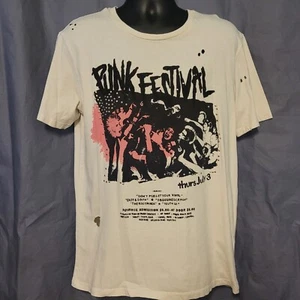 Zara Neu mit Etikett Punk Festival Motto Grafik T-Shirt Kurzarm Gr. M Distressed  - Bild 1 von 7
