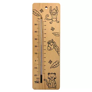 TERMÓMETRO DE MADERA GRANDE 380 MM PARED INFANTIL DISEÑO SAFARI EN-293 - Imagen 1 de 7