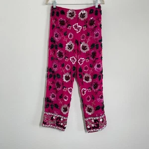 Vintage Cache Sequin Pants Pink Women Silk Beaded Straight Leg Party Cocktail - Picture 1 of 13