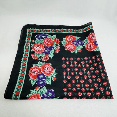 Vintage Scarf Handkerchief Hankie Bandana 30” Square Flower Spring Summer Bloom - Image 1 of 4