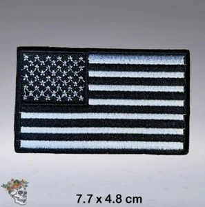 Black USA Flag Embroidered Iron Sew On American Patch America T Shirt Bag Badge - Foto 1 di 1