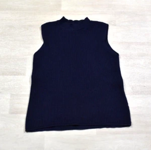 80s Sag Harbor Sport Sweater Vest Blue Sleeveless Waffle Knit Mock Neck Preppy - Imagen 1 de 5